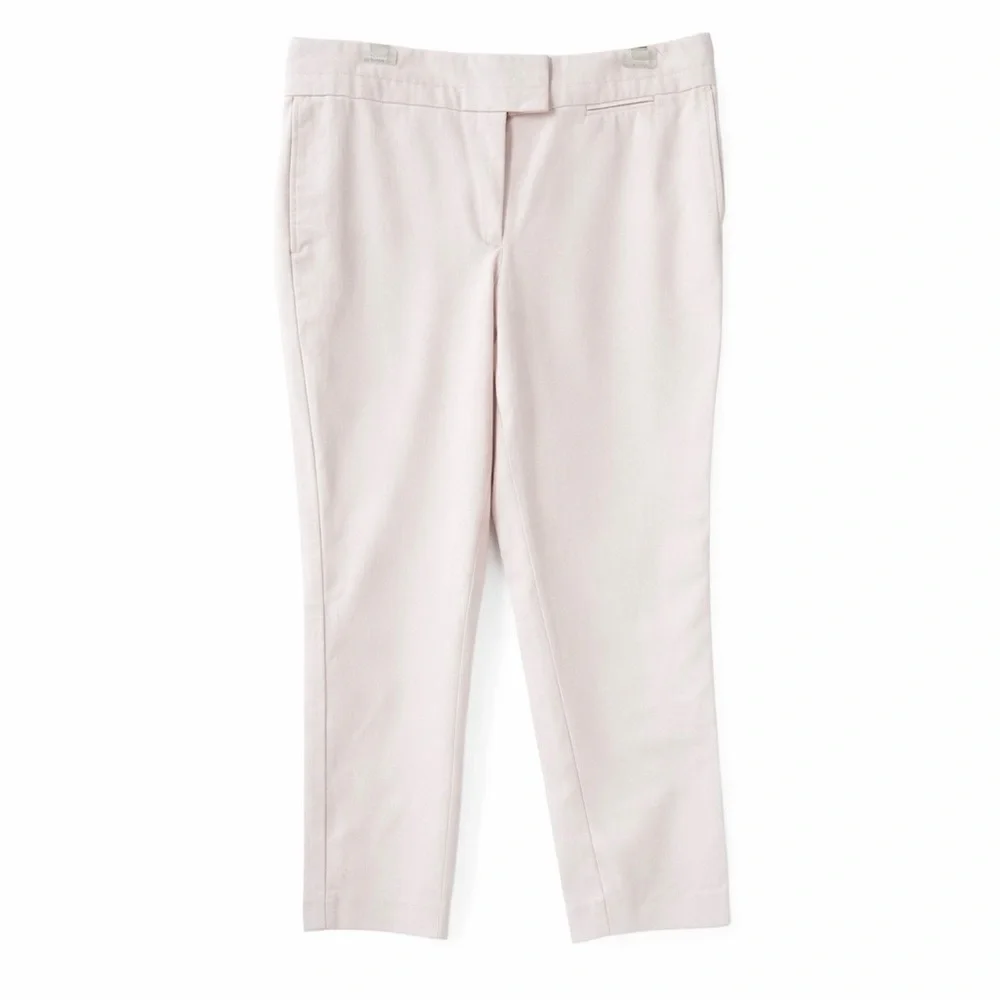 Tory Burch Pinky Ivory Stretch Cotton Ankle Pants Sz 10 Tailored Cropped Trouser